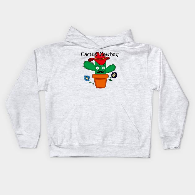 Cactus Cowboy Kids Hoodie by DitzyDonutsDesigns